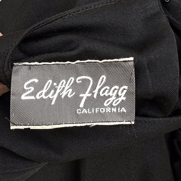 Vintage Edith Flagg California Black Dress Bead Shoulder Embellishment No Sz Tag - Picture 7 of 8